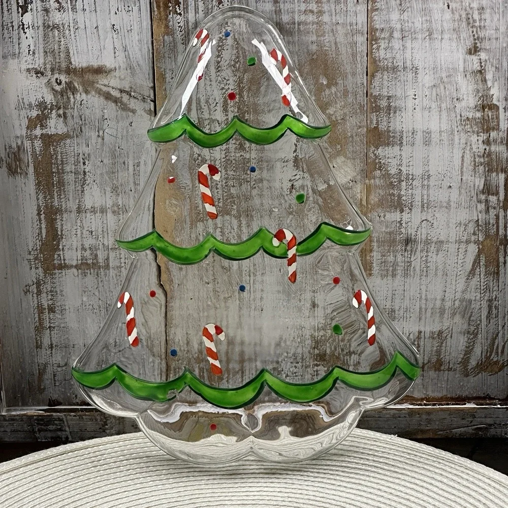 Glass‎ Gorham Christmas Candy Tree Dish 10 1/4